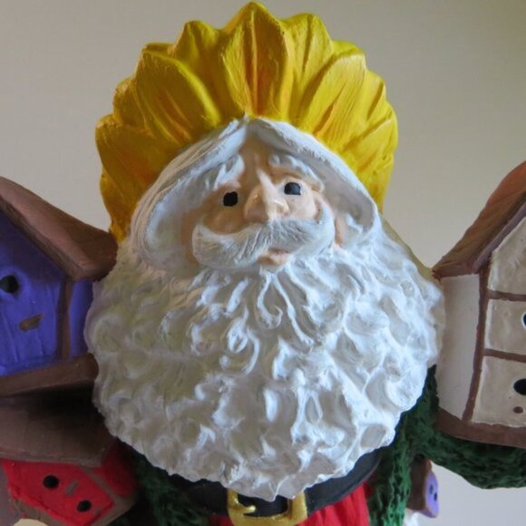 Santa Claus Sunflower Floral Birdhouses Cardinals Christmas Ceramic Hand painted - Picture 10 of 11